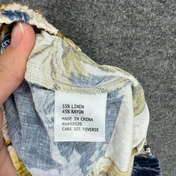 Christian Siriano Pants Women M Medium White Floral High Rise Flat Frotn Linen - Picture 7 of 8